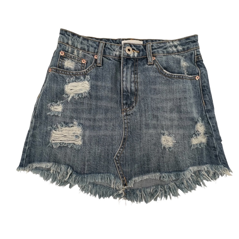 Flutter By Dance & Marvel Distressed Cut Off Jean Mini Skirt Size Small Juniors